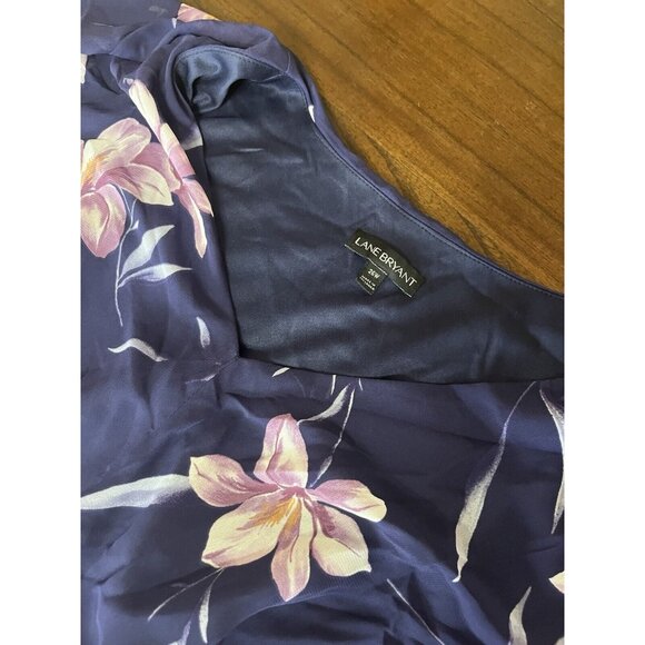 Lane Bryant Blue Floral Purple Dress Women’s Size 26 - Picture 4 of 12